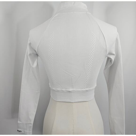 Joja Exhale White Cropped 1/2 Zip Textured Long Sleeve Pullover Size S NWOTF - Picture 8 of 14